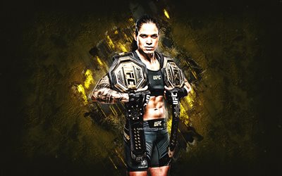 Amanda Nunes, MMA, Lioness, Brazilian mixed martial artist, UFC, yellow stone background, Ultimate Fighting Championship, USA