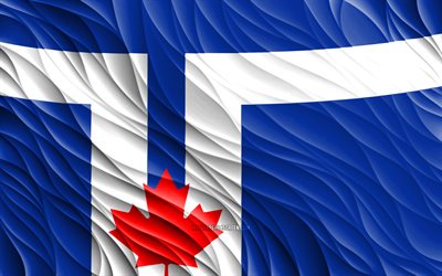 4k, toronton lippu, aaltoilevat 3d-liput, kanadan kaupungit, toronton päivä, 3d-aallot, toronto, kanada