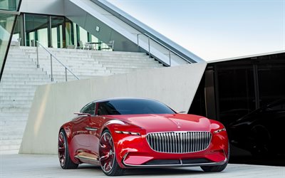 mercedes-maybach 6 vision concept, 2016, supercarros, vermelho mercedes