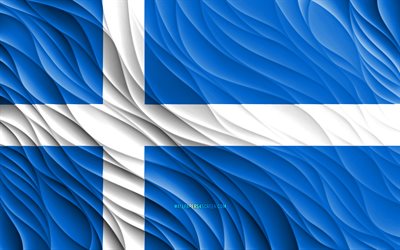 bandiera delle shetland, 4k, bandiere di seta 3d, contee della scozia, giorno delle shetland, onde di tessuto 3d, bandiere ondulate di seta, contee scozzesi, shetland, scozia