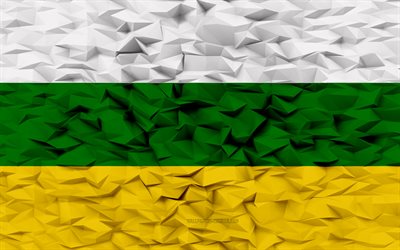 Flag of Huila, 4k, Departments of Colombia, 3d polygon background, Huila flag, 3d polygon texture, Day of Huila, 3d Huila flag, Colombian national symbols, 3d art, Huila, Colombia