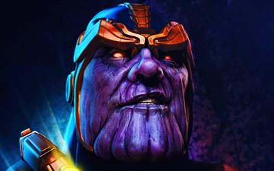 Thanos, 4k, supervillain, Marvel Comics, artwork, Thanos face, Thanos 4K