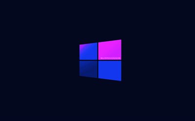 logotipo de windows 10, 4k, minimalismo, sistemas operativos, logotipo violeta de windows 10, creativo, minimalismo de windows 10, ventanas 10