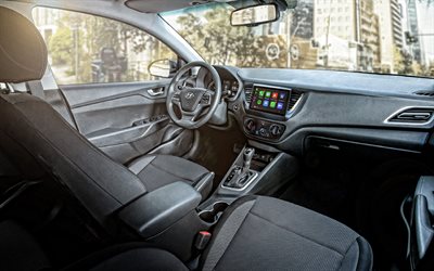 2022, Hyundai Accent, inside view, interior, dashboard, new Accent interior, front panel, South Korean cars, Hyundai