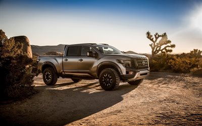 SUVs, supercars, sunset, 2016, Nissan Titan, Warrior Concept, desert, pickups