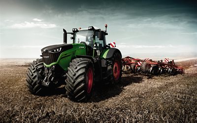fält, jordbruksutrustning, 2016, fendt 1000 vario, traktorer, jordbruk, plog