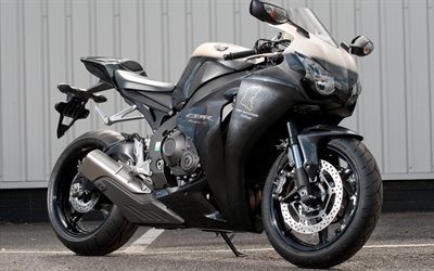 motos deportivas, Honda CBR1000RR Fireblade, aparcamiento, negro de la motocicleta