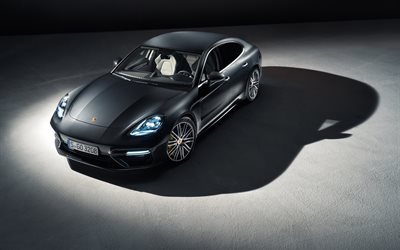 supercars, studio, 2017, Porsche Panamera Turbo, luxury cars, gray Panamera