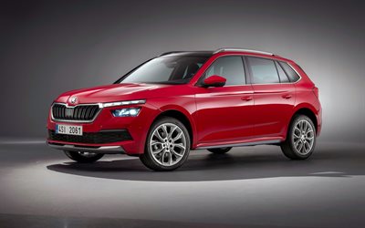 2022, Skoda Kamiq, exterior, front view, red crossover, red Skoda Kamiq, red Kamiq 2022, Czech cars, Skoda