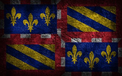 4k, Burgundy flag, French province, stone texture, Flag of Burgundy, stone background, Provinces of France, Day of Burgundy, grunge art, Burgundy province, French national symbols, Burgundy, France