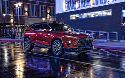 2023, Chevrolet Blazer RS, 4k, front view, exterior, red SUV, red Chevrolet Blazer, new red Blazer, american cars, Chevrolet