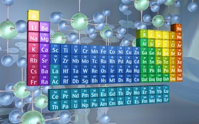 3d periodiska systemet, 4k, konstverk, periodiska systemet för de kemiska grundämnena, mendeleevs periodiska system, kemiska grundämnen