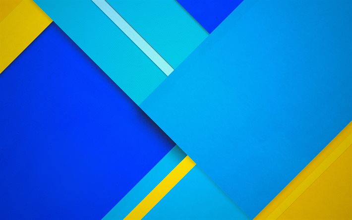 sfondo di progettazione materiale giallo blu, astrazione linee gialle blu, sfondo giallo blu, design materiale, trama carta, sfondo linee, sfondo design materiale creativo