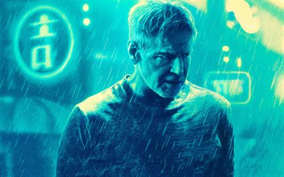 Blade Runner 2049, Harrison Ford, art, 2017 movie, thriller