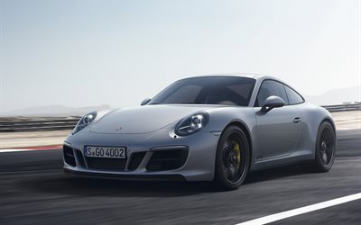 Porsche 911 GTS, 2018 auto, sportcars, strada, grigio Porsche