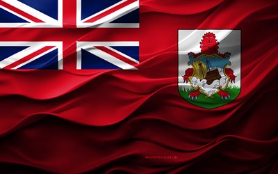 4k, drapeau des bermudes, pays d'amérique du nord, drapeau des bermudes 3d, amérique du nord, texture 3d, jour des bermudes, symboles nationaux, art 3d, bermudes