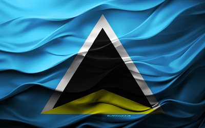 4k, Flag of Saint Lucia, North America countries, 3d Saint Lucia flag, North America, Saint Lucia flag, 3d texture, Day of Saint Lucia, national symbols, 3d art, Saint Lucia