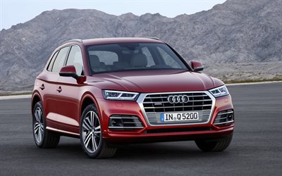 Audi Q5, 2018, luxury cars, SUVs, red audi
