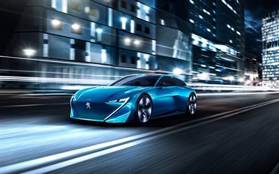 Peugeot Instinct, 2017, sports concept, sports coupe, blue soprkar, French cars, Peugeot