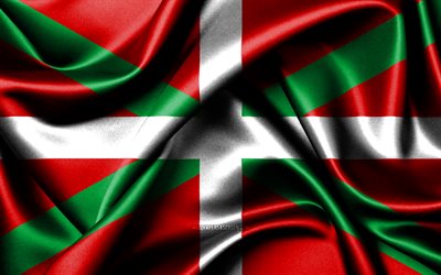Basque Country flag, 4K, spanish communities, fabric flags, Day of Basque Country, flag of Basque Country, wavy silk flags, Spain, Communities of Spain, Basque Country