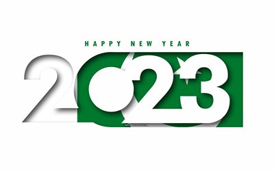 Happy New Year 2023 Pakistan, white background, Pakistan, minimal art, 2023 Pakistan concepts, Pakistan 2023, 2023 Pakistan background, 2023 Happy New Year Pakistan