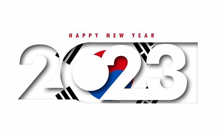 feliz año nuevo 2023 corea del sur, fondo blanco, corea del sur, arte mínimo, conceptos de corea del sur 2023, corea del sur 2023, fondo de corea del sur 2023, 2023 feliz año nuevo corea del sur