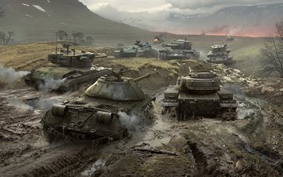 World of Tanks, WoT, WG, Cromwell, T34, Bat-Chatillon 25t, T37, 3, FV215b