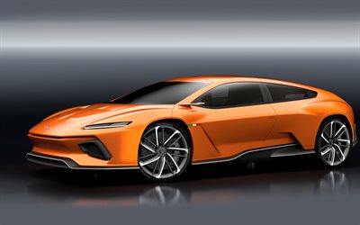 Italdesign, GTZero, coche eléctrico, eléctrico de los coches deportivos, el naranja del coche de los deportes
