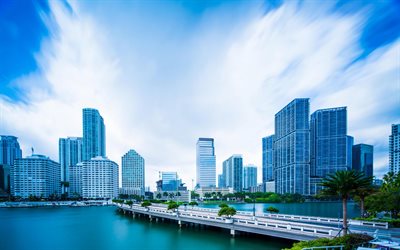 Miami, de bâtiments, de ciel bleu, bridge, en Floride, Amérique, etats-unis