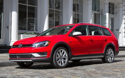 wagons, en 2017, Volkswagen Golf Alltrack, US-spec, Volkswagen red