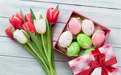 La pascua, los huevos, los tulipanes, Feliz Pascua, primavera
