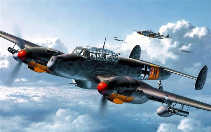 Dünya savaş Uçakları, bombardıman uçakları, Messerschmitt Bf-110 Me-110, Hava Kuvvetleri, WoWP