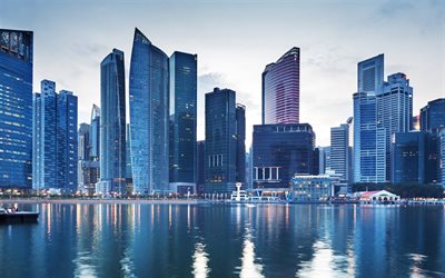 सिंगापुर, भवनों, गगनचुंबी इमारतों, क्षितिज, आधुनिक वास्तुकला
