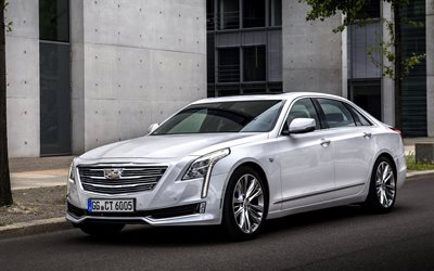 luxury cars, 2017, Cadillac CT6, Euro spec, sedans, white Cadillac