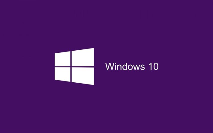 windows10, 紫色の背景, ロゴ