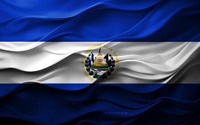 4k, エルサルバドルの旗, 北米諸国, 3dエルサルバドルフラグ, 北米, エルサルバドル旗, 3dテクスチャ, エルサルバドルの日, 国家のシンボル, 3dアート, エルサルバドル