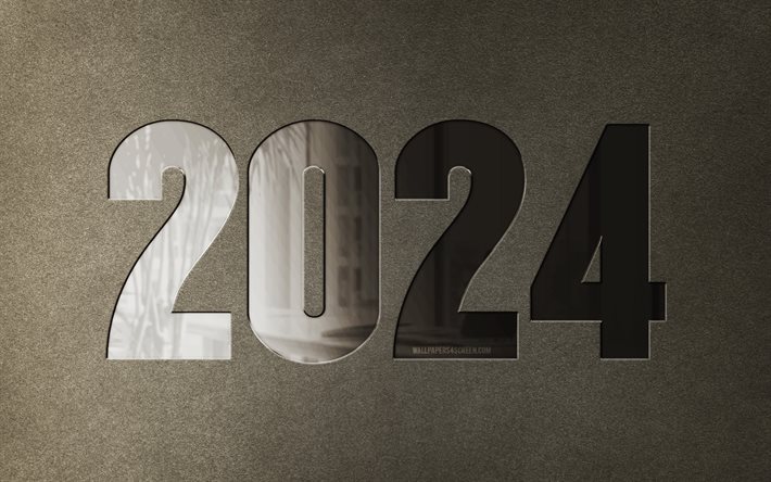 2024年明けましておめでとうございます, 4k, ビジネスの概念, 2024石の背景, 2024概念, 2024金属指, 明けましておめでとう2024, クリエイティブ, 2024年