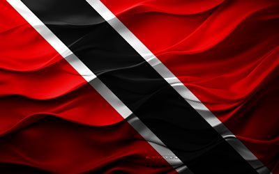 4k, trinidad ve tobago bayrağı, kuzey amerika ülkeleri, 3d trinidad ve tobago bayrağı, kuzey amerika, 3d doku, trinidad ve tobago günü, ulusal semboller, 3d sanat, trinidad ve tobago