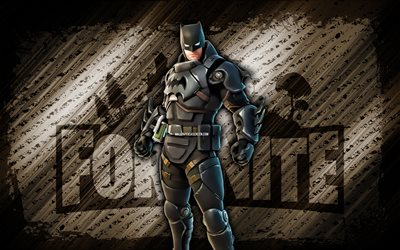 Armored Batman Zero Fortnite, 4k, brown diagonal background, grunge art, Fortnite, artwork, Armored Batman Zero Skin, Fortnite characters, Armored Batman Zero, Fortnite Armored Batman Zero Skin