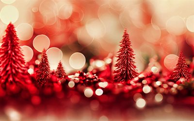 red christmas tree, glitter art, background for christmas cards, merry christmas, happy new year, red christmas background, blur