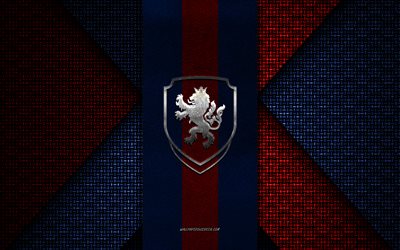 Czech Republic national football team, UEFA, red blue knitted texture, Europe, Czech Republic national football team logo, soccer, Czech Republic national football team emblem, football, Czech Republic