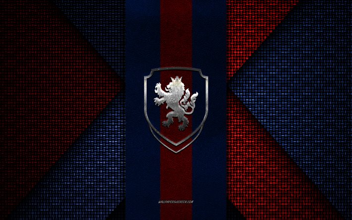 Czech Republic national football team, UEFA, red blue knitted texture, Europe, Czech Republic national football team logo, soccer, Czech Republic national football team emblem, football, Czech Republic