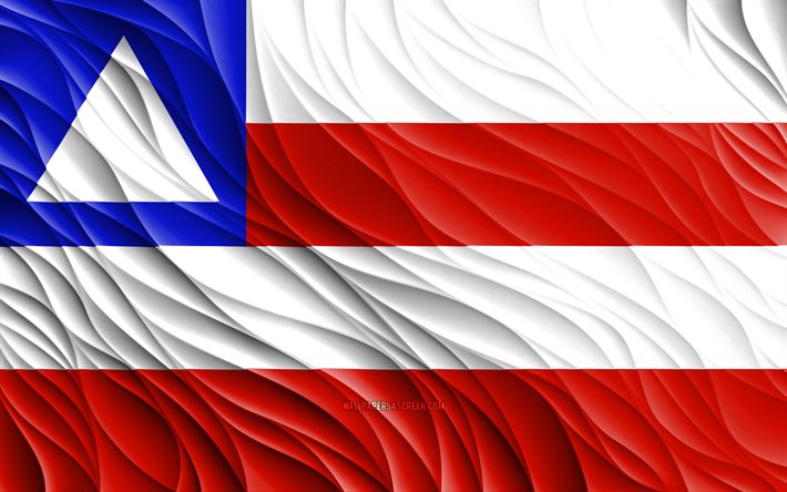 4k, Bahia flag, wavy 3D flags, brazilian states, flag of Bahia, Day of Bahia, 3D waves, States of Brazil, Bahia, Brazil