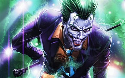 4k, Joker, smile, grunge art, supervillain, fan art, creative, Joker 4K, Cartoon Joker, artwork, Angry Joker