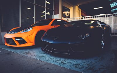 Lamborghini Aventador, supercars, Porsche Panamera, parking, tuning