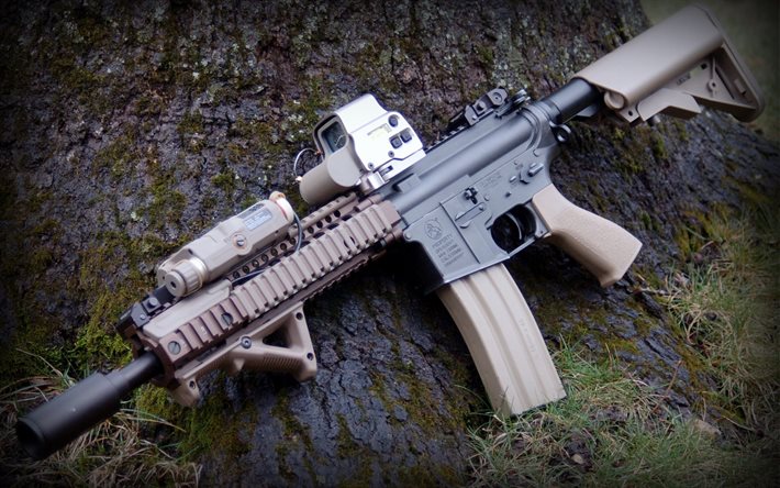 rifle de asalto, MK18, brillante, de camuflaje, de las fuerzas especiales, fuerzas especiales de armas