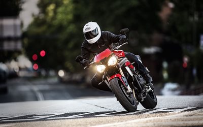 motociclista, movimento, 2016, Triumph Speed Triple S, strada