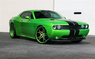 asanti, tuning, dodge challenger, supercarros, muscle cars, verde challenger, dodge