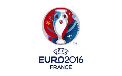 फ्रांस 2016, UEFA यूरोपीय चैम्पियनशिप 2016, प्रतीक, यूरो 2016, फ्रांस, सफेद पृष्ठभूमि, लोगो