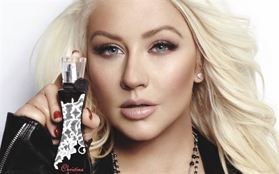 Christina Aguilera, make-up, singer, blonde, pretty woman, perfume